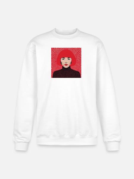 Crimson Pop Art Halftone Portrait - Champion Unisex Powerblend Sweatshirt - white