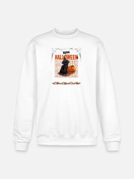 Black Cat and Pumpkin Halloween - Champion Unisex Powerblend Sweatshirt  - white