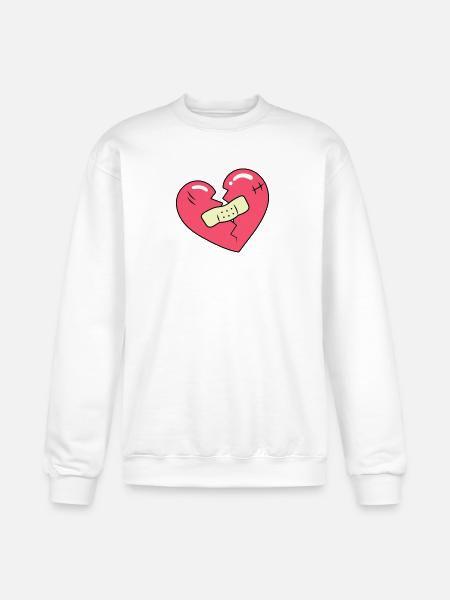 Broken Heart and Patch - Champion Unisex Powerblend Sweatshirt - white
