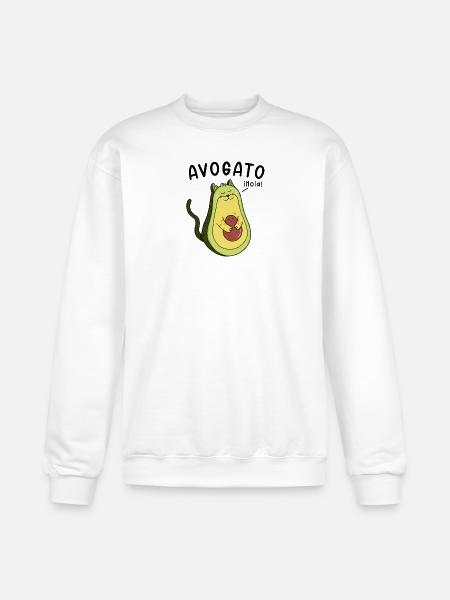 Cheerful Avocado Hugging Seed - Champion Unisex Powerblend Sweatshirt - white