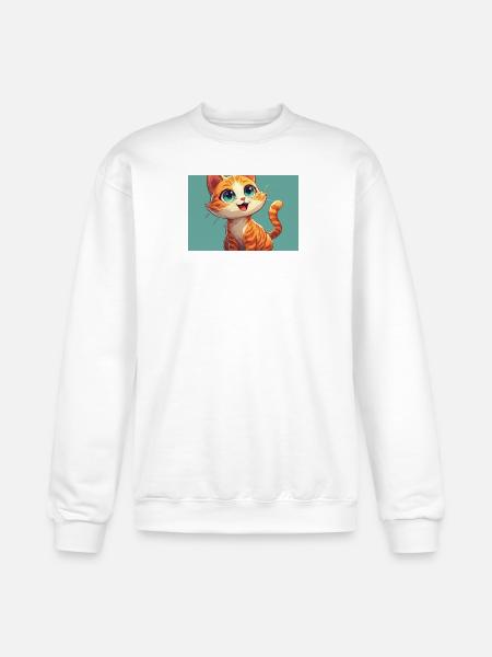 Happy Orange Tabby Kitten - Champion Unisex Powerblend Sweatshirt - white