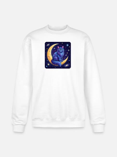 Blue Moon Cat in Space - Champion Unisex Powerblend Sweatshirt - white