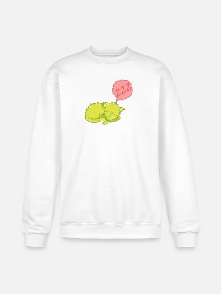 Lime Neon Sleepy Cat - Champion Unisex Powerblend Sweatshirt - white
