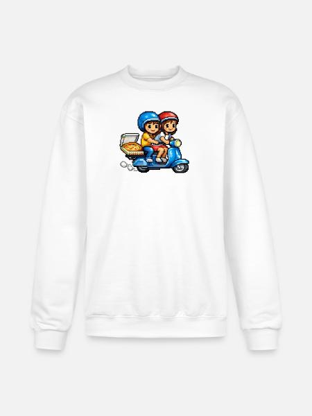 Boy and Girl on Vespa with Pizza! - Champion Unisex Powerblend Sweatshirt  - white