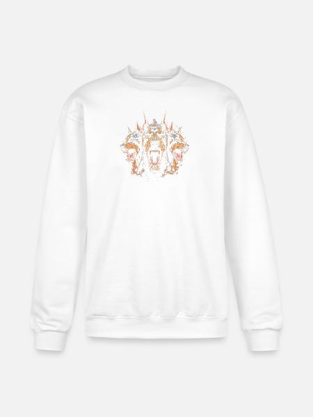 Triple-Headed Fiery Doberman - Champion Unisex Powerblend Sweatshirt - white