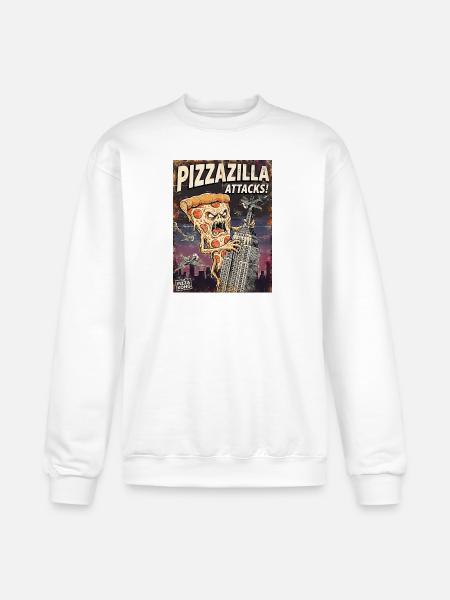 Pizzazilla Attacks Retro City Poster - Champion Unisex Powerblend Sweatshirt - white