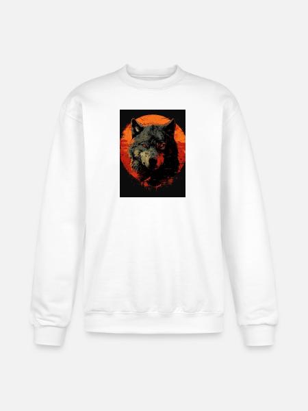 Crimson Moon Wolf - Champion Unisex Powerblend Sweatshirt - white