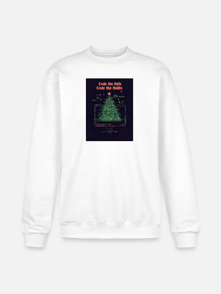 Code the Halls Pixel Christmas - Champion Unisex Powerblend Sweatshirt - white