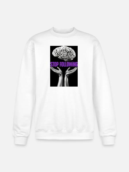 Stop Following Brain Hands - Champion Unisex Powerblend Sweatshirt - white