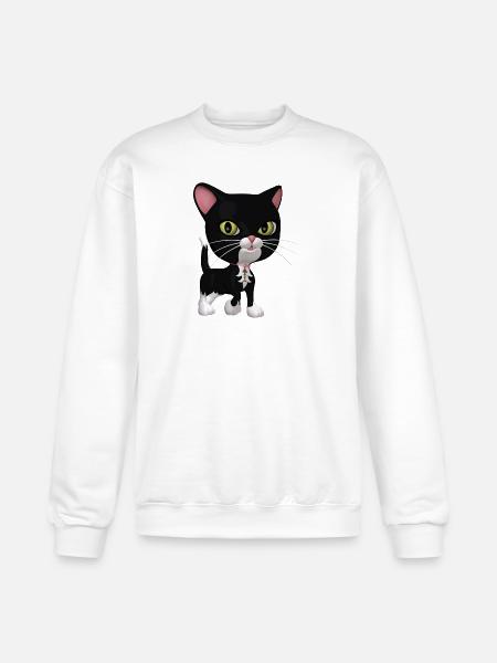 Black and White Cat - Champion Unisex Powerblend Sweatshirt - white
