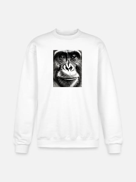 Chimp in Charcoal - Champion Unisex Powerblend Sweatshirt - white