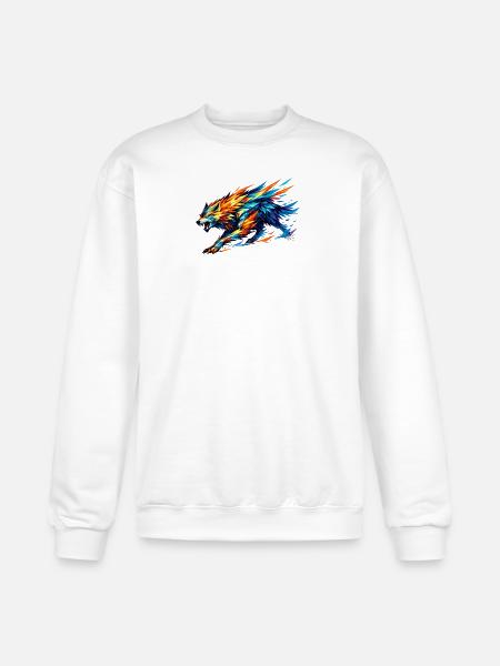 Prism Wolf in Fractal Fur - Champion Unisex Powerblend Sweatshirt - white