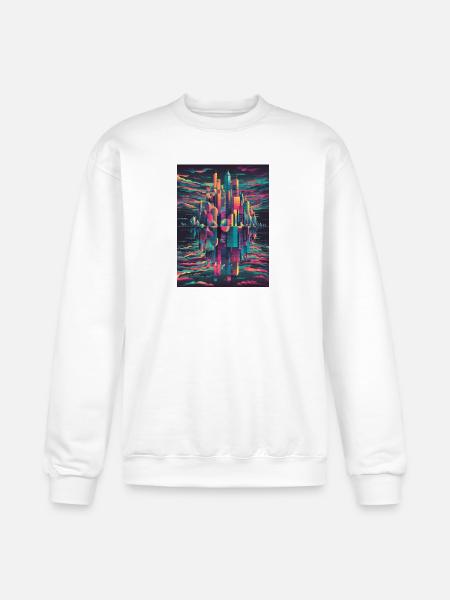 Vibrant Halftone Skyline Conceptual Art - Champion Unisex Powerblend Sweatshirt - white