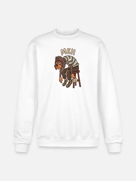 Meh Dog Striped Sweater - Champion Unisex Powerblend Sweatshirt  - white