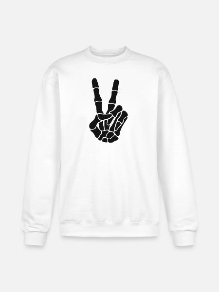 Skeleton Hand Rock On Silhouette - Champion Unisex Powerblend Sweatshirt - white