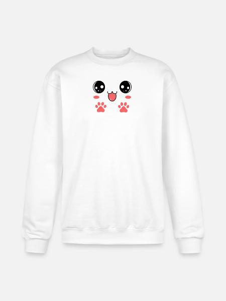 Sweet Smiling Cat Face Paw - Champion Unisex Powerblend Sweatshirt - white