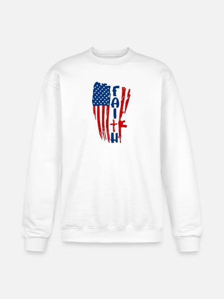 Faith in Red White Blue - Champion Unisex Powerblend Sweatshirt  - white
