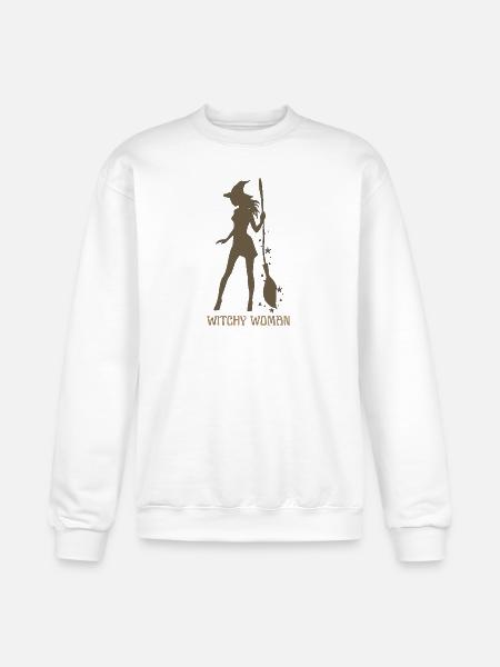 Witchy Silhouette with Broom - Champion Unisex Powerblend Sweatshirt - white