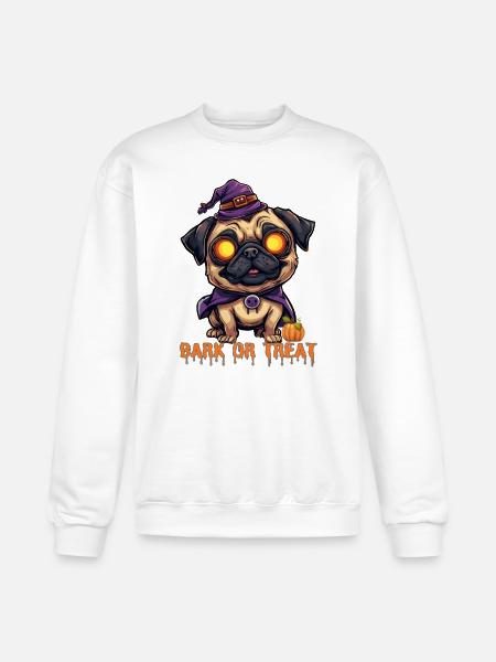 Pug Halloween Bark or Treat - Champion Unisex Powerblend Sweatshirt - white