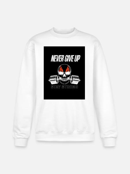 Never Give Up Skull Fitness - Champion Unisex Powerblend Sweatshirt - white