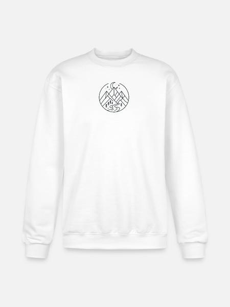 Moonlit Mountain River Line Art - Champion Unisex Powerblend Sweatshirt - white