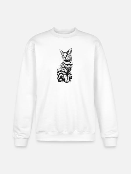 Cat Black and White - Champion Unisex Powerblend Sweatshirt  - white