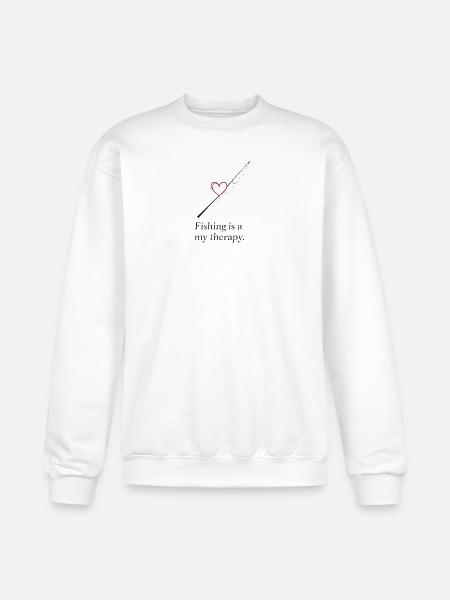 Fishing Heart Therapy Design - Champion Unisex Powerblend Sweatshirt - white