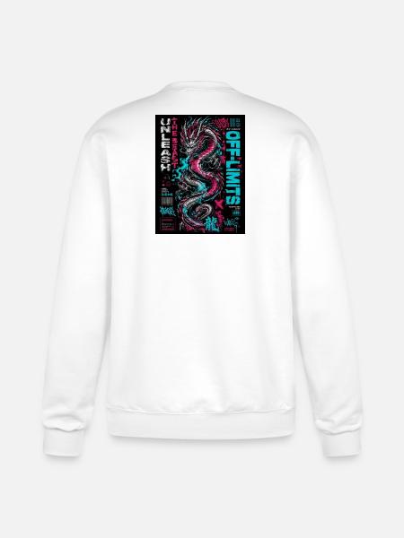 Neon Dragon Chaos Print - Champion Unisex Powerblend Sweatshirt - white