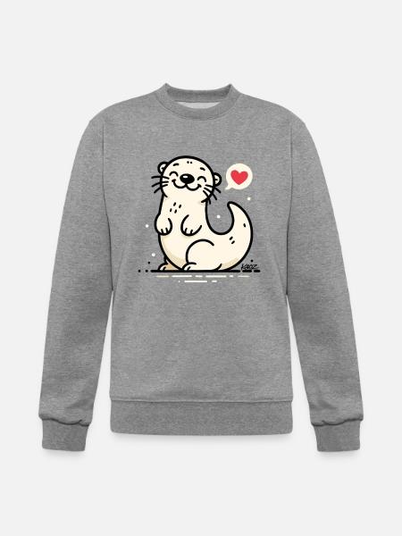 Lovable Otter Heart Chat - Champion Unisex Powerblend Sweatshirt - heather gray