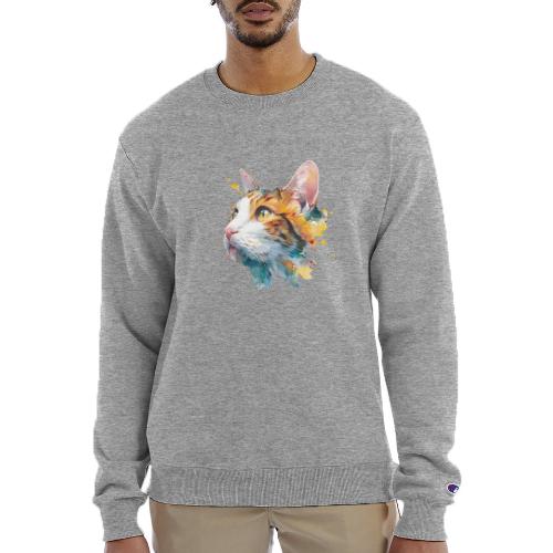 Cat: Feline Ink Burst - Champion Unisex Powerblend Sweatshirt 