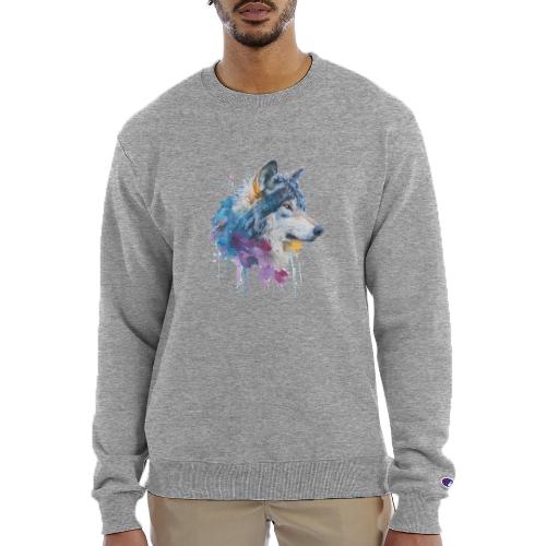 Splash-Art Wolf Head - Champion Unisex Powerblend Sweatshirt 