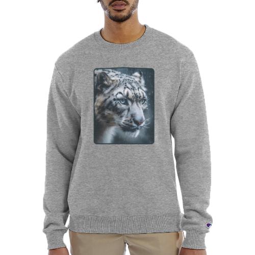 Snow Leopard Blue Eyes Design - Champion Unisex Powerblend Sweatshirt 