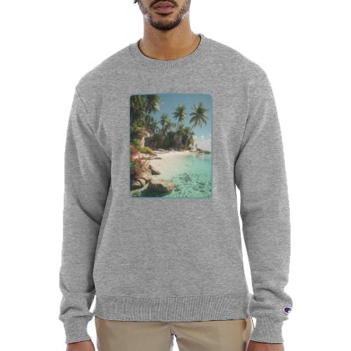 Serene Tropical Beach Floral Design - Champion Unisex Powerblend Sweatshirt 