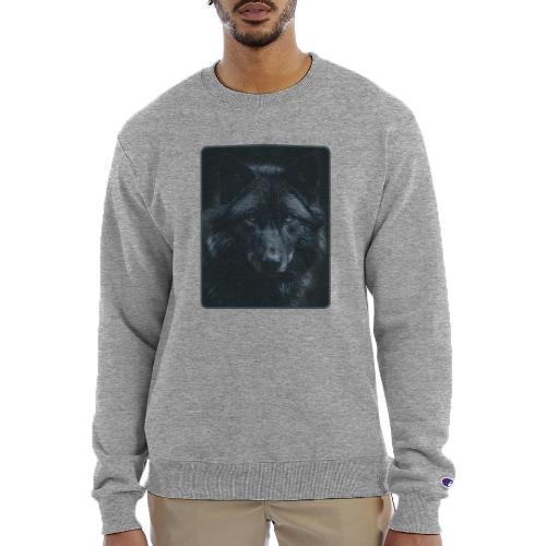 Black Wolf Intense Eyes Portrait Design - Champion Unisex Powerblend Sweatshirt 