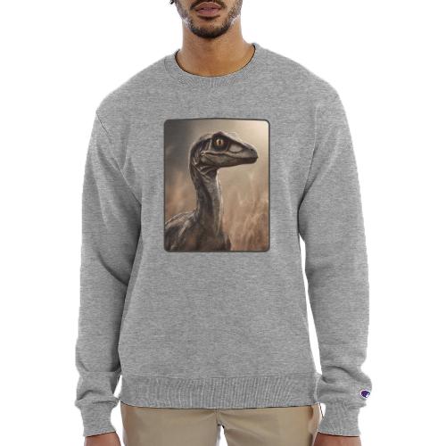 Velociraptor Feathered Portrait Design - Champion Unisex Powerblend Sweatshirt 