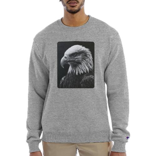Black White Bald Eagle Design - Champion Unisex Powerblend Sweatshirt 