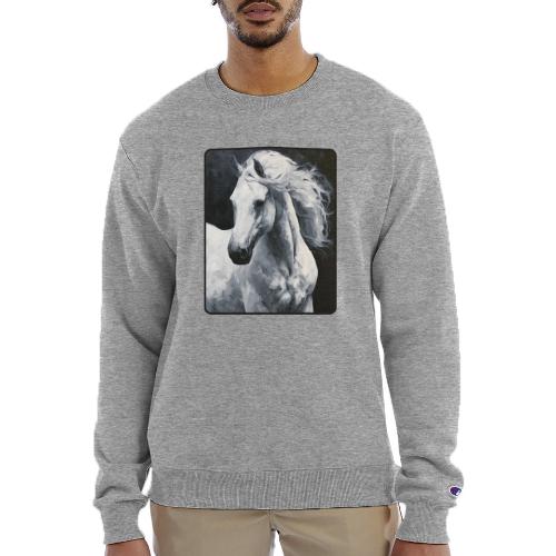White Horse Oil Painting Design - Champion Unisex Powerblend Sweatshirt 
