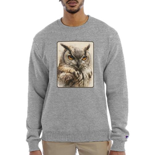 Great Horned Owl Watercolor Design - Champion Unisex Powerblend Sweatshirt 