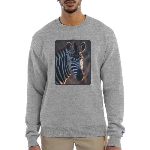 Majestic Zebra Sunset Portrait Design - Champion Unisex Powerblend Sweatshirt 
