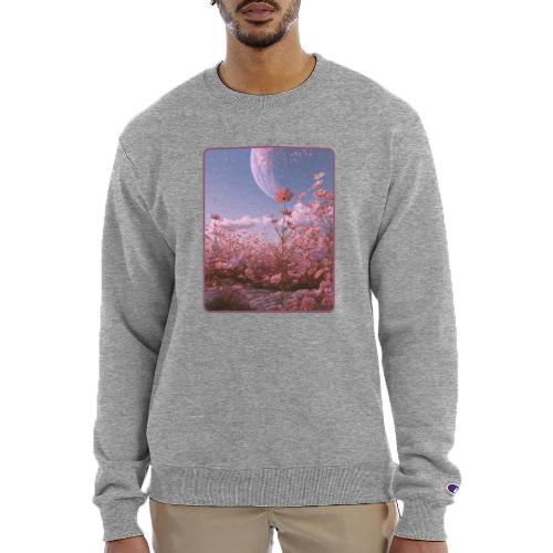 Cosmic Moon & Cosmos Flowers Art - Champion Unisex Powerblend Sweatshirt 