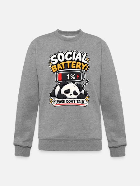 Social Battery Panda 1% - Champion Unisex Powerblend Sweatshirt  - heather gray
