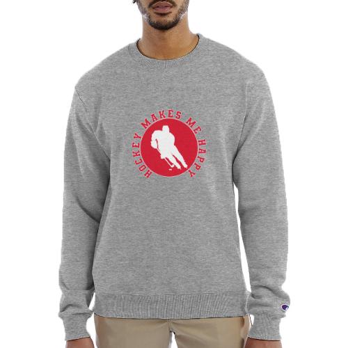Hockey Makes Me Happy – Ice Hockey Fan Emblem - Champion Unisex Powerblend Sweatshirt 