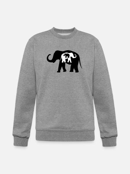 Black And White Elephants - Champion Unisex Powerblend Sweatshirt - heather gray