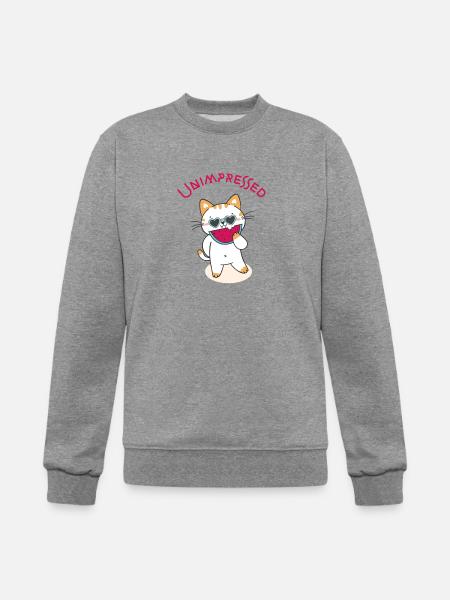 Unimpressed Funny Angry Cat - Champion Unisex Powerblend Sweatshirt - heather gray