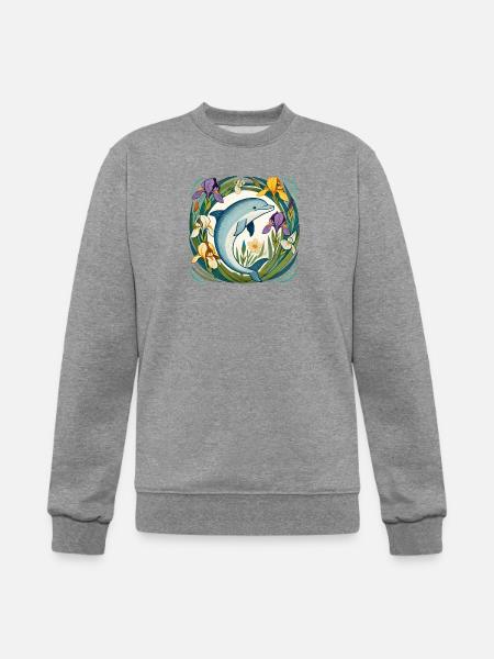 Dolphin in Iris Circle - Champion Unisex Powerblend Sweatshirt - heather gray
