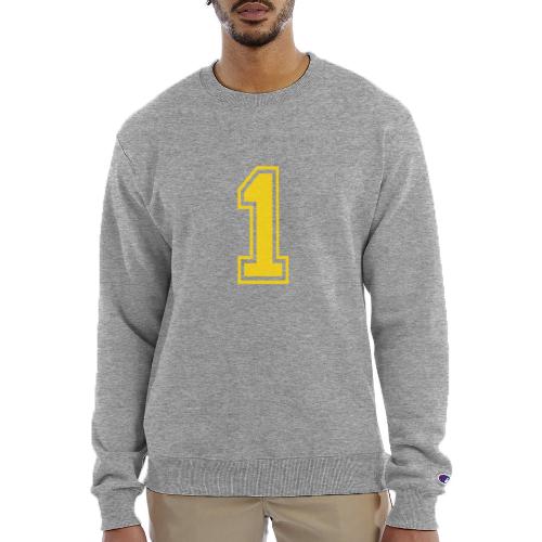Number 1 in a classic athletic collegiate font - Champion Unisex Powerblend Sweatshirt 