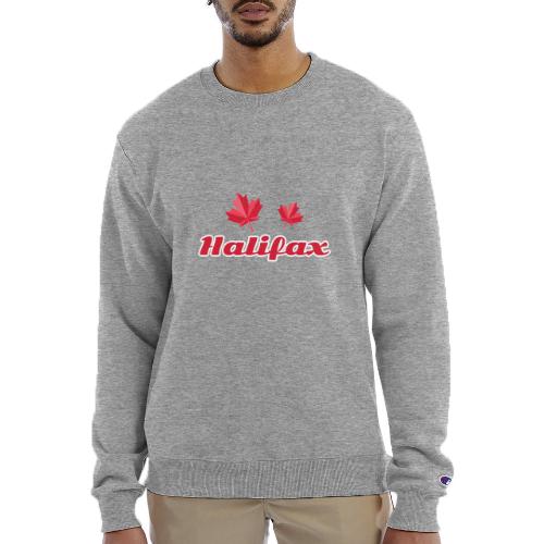 Halifax with two red maple leaves - Champion Unisex Powerblend Sweatshirt 