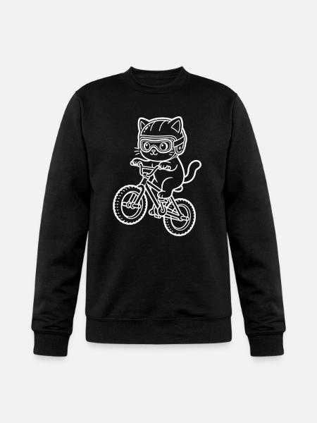 Kawaii Cat Riding BMX Bike - Champion Unisex Powerblend Sweatshirt - black