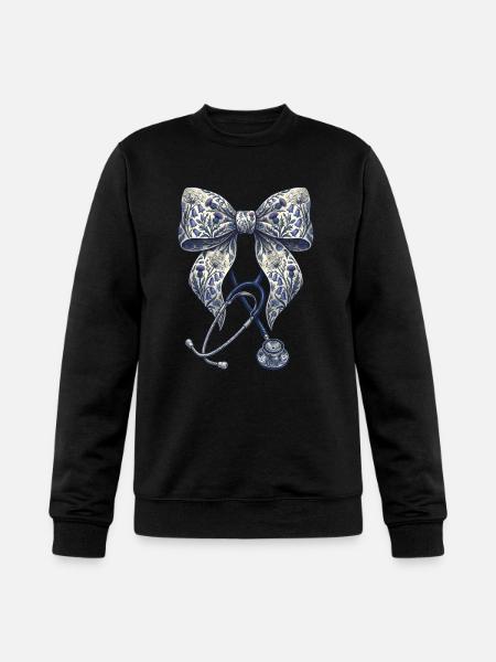 Floral Bow Stethoscope - Champion Unisex Powerblend Sweatshirt - black