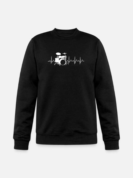 Drummer Heartbeat Ecg Pulse Drums - Champion Unisex Powerblend Sweatshirt  - black